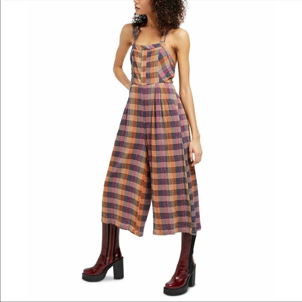 NWY FREE PEOPLE Zuzu Plaid Jumpsuit